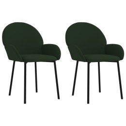 Krzesła stołowe, 2 szt., ciemnozielone, obite aksamitem