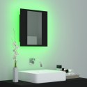 Szafka łazienkowa z lustrem i LED, czarna, 40x12x45 cm, akryl