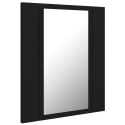 Szafka łazienkowa z lustrem i LED, czarna, 40x12x45 cm, akryl