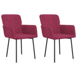 Krzesła stołowe, 2 szt., winna czerwień, obite aksamitem