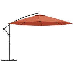 Wiszący parasol ze słupkiem aluminiowym, 350 cm, terakotowy