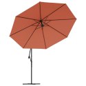 Wiszący parasol ze słupkiem aluminiowym, 350 cm, terakotowy