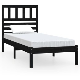 Rama łóżka, czarna, 90x190 cm, lite drewno sosnowe