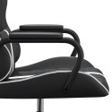Masujący fotel gamingowy, biało-czarny, sztuczna skóra