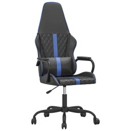 Masujący fotel gamingowy, niebiesko-czarny, sztuczna skóra