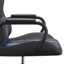 Masujący fotel gamingowy, niebiesko-czarny, sztuczna skóra