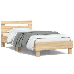 Rama łóżka z wezgłowiem, dąb sonoma, 100x200 cm