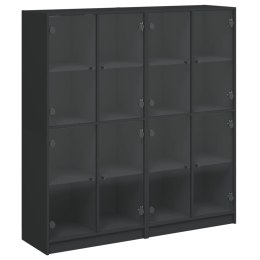 Biblioteczka z drzwiczkami, czarna, 136x37x142 cm