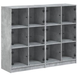 Biblioteczka z drzwiczkami, szarość betonu, 136x37x109 cm