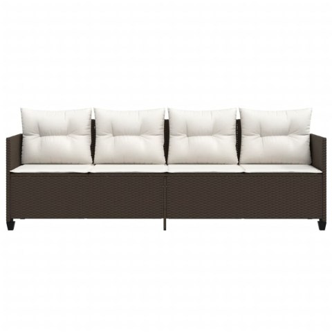 Leżanka z poduszkami, brązowa, polirattan