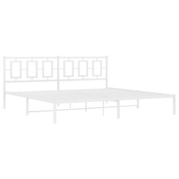 Metalowa rama łóżka z wezgłowiem, biała, 200x200 cm