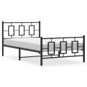 Metalowa rama łóżka z wezgłowiem i zanóżkiem, czarna, 107x203cm