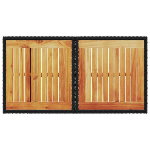 Stół ogrodowy, czarny, 100x55x73 cm, polirattan i akacja