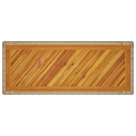 Stolik ogrodowy z drewnianym blatem, beżowy, 100x40x75 cm