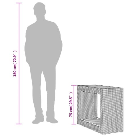 Stolik ogrodowy z drewnianym blatem, beżowy, 100x40x75 cm