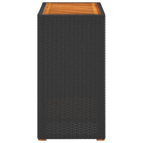 Stolik ogrodowy z drewnianym blatem, czarny, 60x40x75 cm