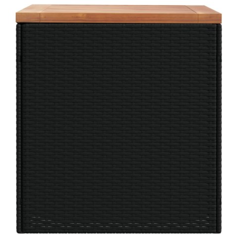 Skrzynia ogrodowa, czarna, 110x50x54 cm, polirattan i akacja