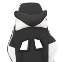 Masujący fotel gamingowy, czarno-biały, sztuczna skóra