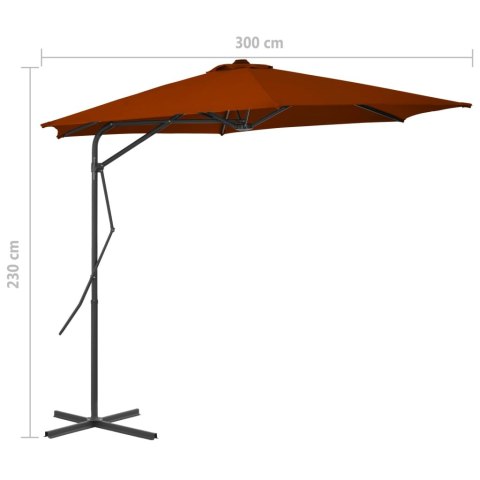 Parasol ogrodowy na stalowym słupku, terakota, 300x230 cm