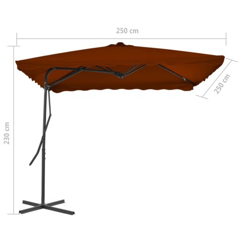 Parasol ogrodowy na stalowym słupku, terakota, 250x250x230 cm