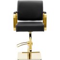 Fotel fryzjerski barberski kosmetyczny z podnóżkiem Physa OTLEY - czarny ze złotem