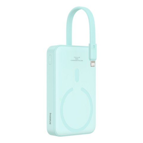 Mini Powerbank MagSafe 10000mAh 20W z kablem Lightning do iPhone 0.3m niebieski