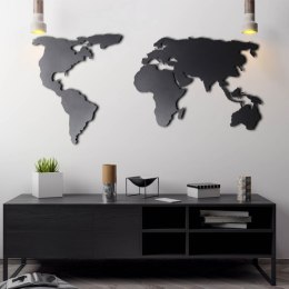 Mapa ścienna świata, 60 x 120 cm, czarny metal