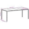 Stół ogrodowy ze szklanym blatem, biały 190x90x75 cm, rattan PE