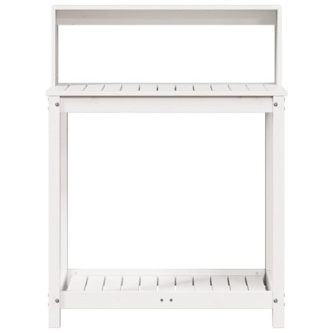Stolik ogrodniczy z półkami, biały, 82,5x50x109,5 cm, sosna