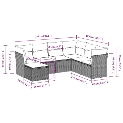 7-cz. zestaw wypoczynkowy do ogrodu, z poduszkami, czarny