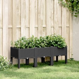 Donica ogrodowa z nóżkami, czarna, 120x40x42 cm, PP