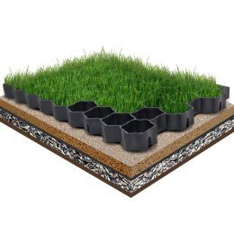 Kratki trawnikowe, 16 szt., czarne, 60x40x3 cm, plastik