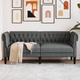 Sofa Chesterfield, dwuosobowa, ciemnoszara, obita tkaniną