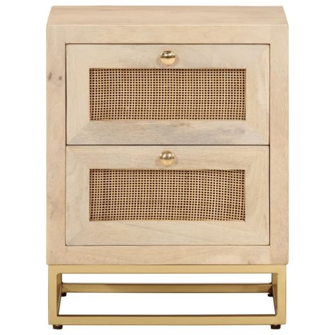 Szafka nocna, 40x30x50 cm, lite drewno mango i żelazo