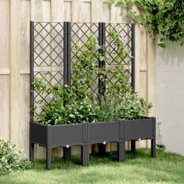 Donica ogrodowa z kratką, czarna, 120x40x142 cm, PP