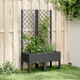 Donica ogrodowa z kratką, czarna, 80x40x142 cm, PP