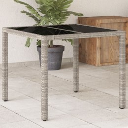 Stół ogrodowy ze szklanym blatem, jasnoszary, 90x90x75 cm