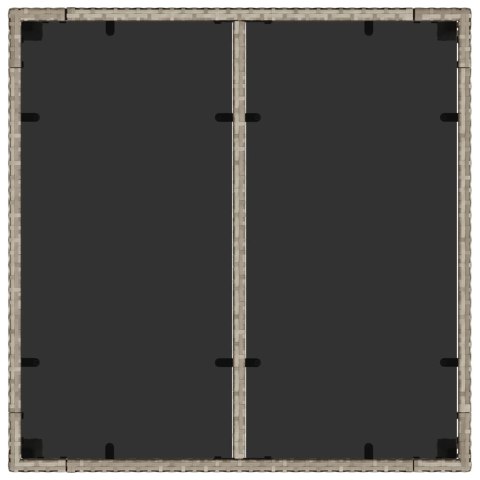 Stół ogrodowy ze szklanym blatem, jasnoszary, 90x90x75 cm