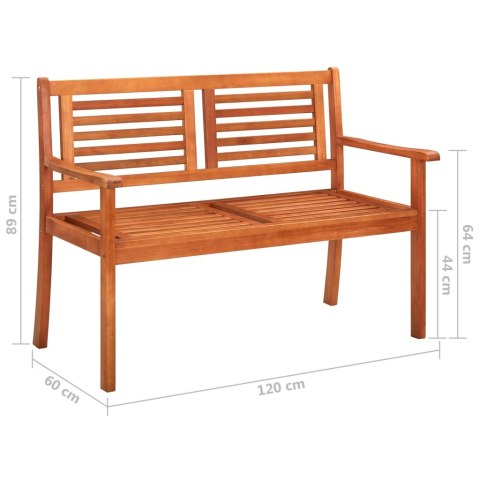 2-os. ławka ogrodowa z poduszką, 120 cm, lity eukaliptus 2-os. ławka ogrodowa z poduszką, 120 cm, lity eukaliptus