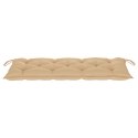 Ławka Batavia z beżową poduszką, 120 cm, lite drewno tekowe