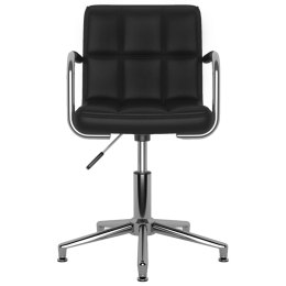 Obrotowe krzesła stołowe, 4 szt., czarne, sztuczna skóra
