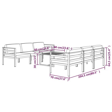 7-cz. zestaw mebli ogrodowych, poduszki, aluminium, antracyt 7-cz. zestaw mebli ogrodowych, poduszki, aluminium, antracyt