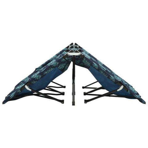 Dwuosobowy leżak, składany, wzór w liście, stal