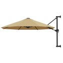 Parasol ścienny na metalowym słupku, 300 cm, kolor taupe