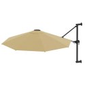 Parasol ścienny na metalowym słupku, 300 cm, kolor taupe