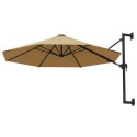 Parasol ścienny na metalowym słupku, 300 cm, kolor taupe