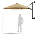 Parasol ścienny na metalowym słupku, 300 cm, kolor taupe