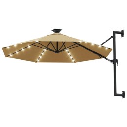 Parasol ścienny z LED, na metalowym słupku, 300 cm, kolor taupe