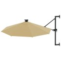 Parasol ścienny z LED, na metalowym słupku, 300 cm, kolor taupe