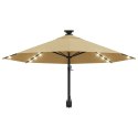 Parasol ścienny z LED, na metalowym słupku, 300 cm, kolor taupe